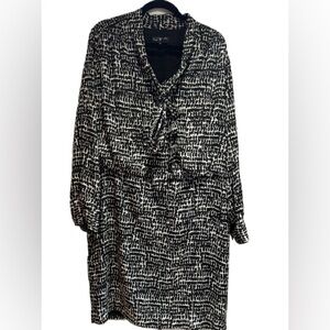 JONES NEW YORK COLLECTION LADIES BLOUSON BLACK & WHITE DRESS WITH TIE -SIZE 16